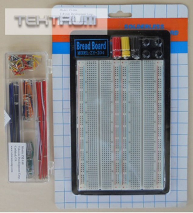 TEKTRUM EXTERNALLY POWERED SOLDERLESS 1660 TIE-POINTS EXPERIMENT PLUG-IN BREADBOARD WITH ALUMINUM BACK PLATE AND... N6