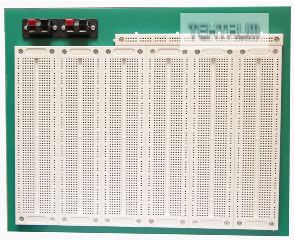 TEKTRUM EXTERNALLY POWERED SOLDERLESS 1660 TIE-POINTS EXPERIMENT PLUG-IN BREADBOARD WITH ALUMINUM BACK PLATE AND... N8