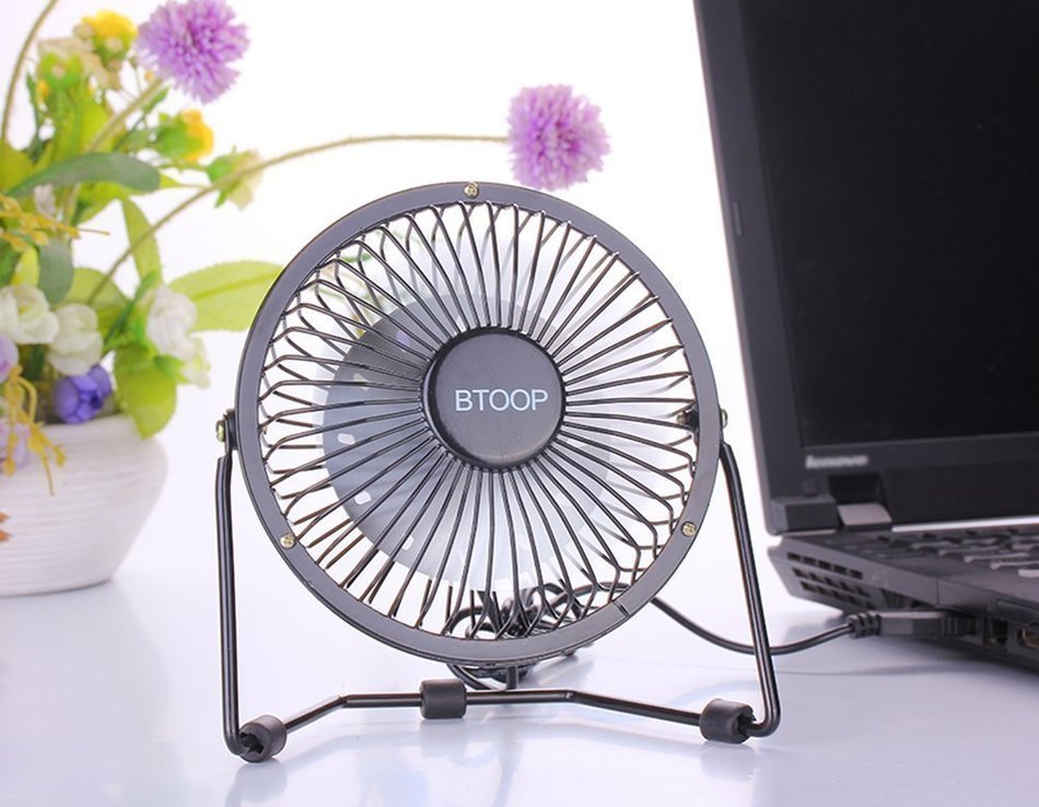 BTOOP 4 Inch Mini USB Desk Fan - Small - Black N5