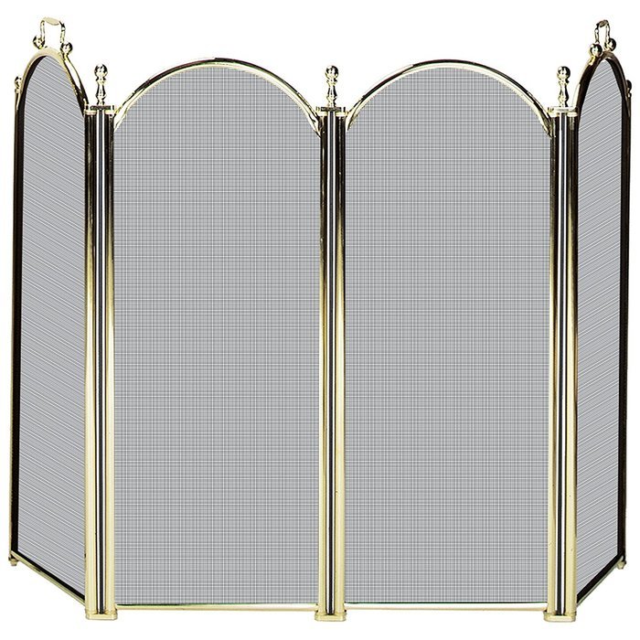Uniflame 4 Panel Deluxe Plated Woven Mesh Fireplace Screen N2