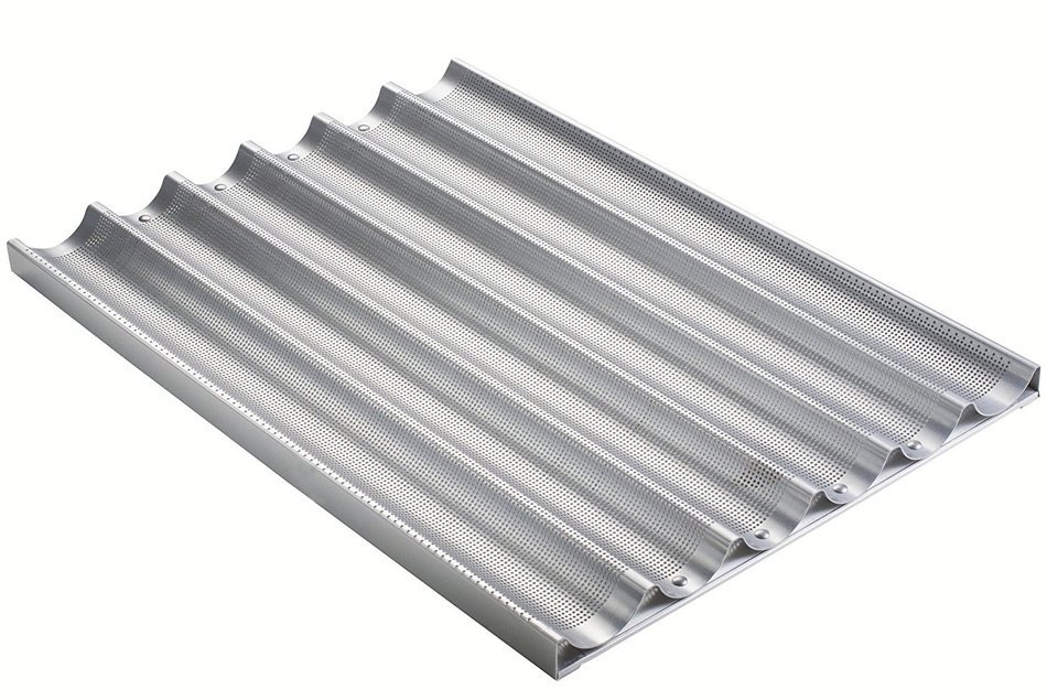 Focus Foodservice Commercial Bakeware 5 Count 26-Inch Perforated Baguette Pan N2
