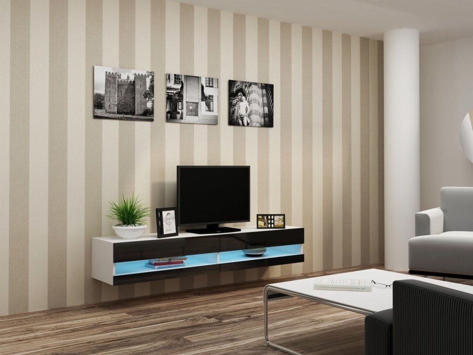 Seattle VER 80" LED - TV Stand - High Gloss TV Stand / Media Shelf - Design Hanging Furniture / Hanging TV Stand... N7