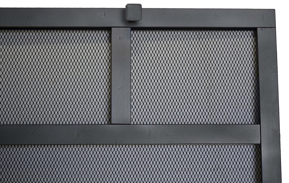 Rectangular Freestanding Fireplace Screen with Sutter Design (47"w X 35"h, Hammered Grained Pewter) N6