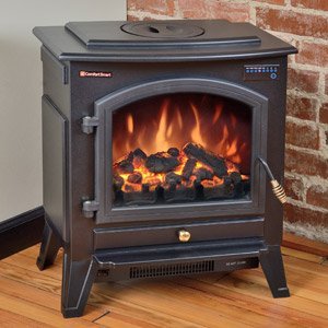 Comfort Smart Vermont Black Electric Fireplace Stove with Remote Control - CFS-26-BLK