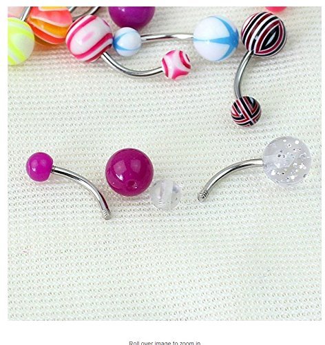 Kathy store INC 30 Pcs MIX Assorted Ball Belly Navel Barbell Bars Rings Body Piercing Jewelry N3