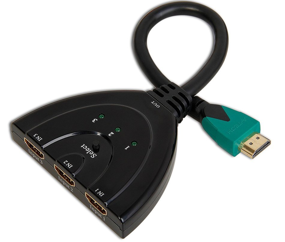 A-technology Sl3103 3&times;1port Hdmi Pigtail Switch3&times;1 with 0.6 Ft Hdmi Cable Can Make You Connect Dvd/xbox360/stb... N31