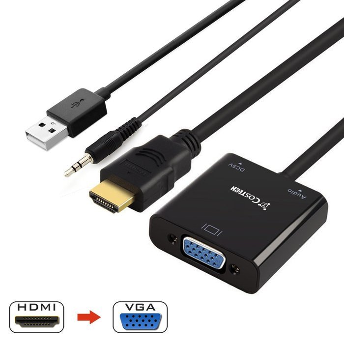 HDMI to VGA Output, Costech HD 1080p Gold-plated TV AV Video Converter Adapter Plug and Play with Audio Cable,... N6