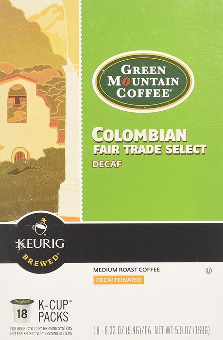 Green Mountain Columbian Fair Trade Select Medium Roast Decaf Coffee Keurig K-Cup, 36 Count N4