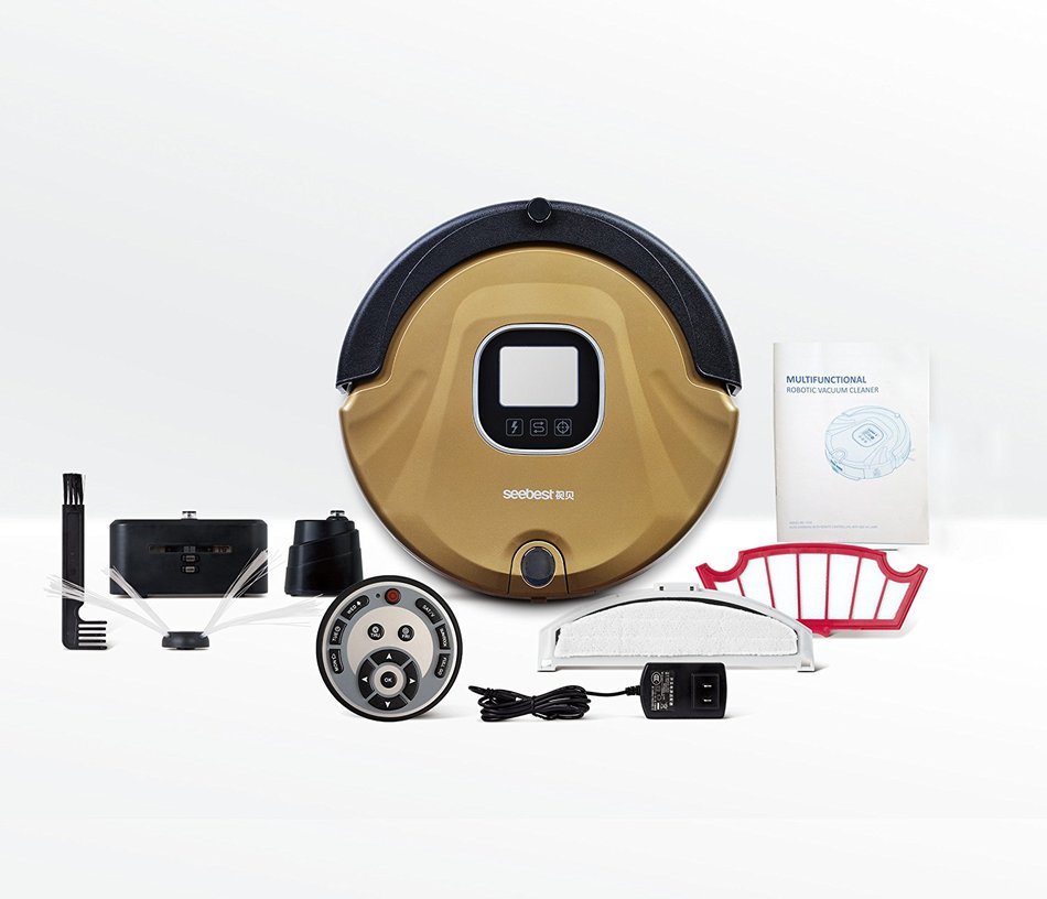 Seebest C565 Robotic Vacuum Cleaner with Auto Charging and Remote Control, Golden N2