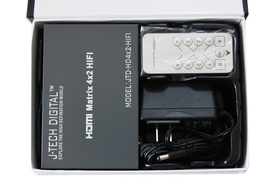 J-Tech Digital JTD-HD4X2-HIFI HDMI 4x2 Matrix Version 1.3 Certified for Full HD 1080p and Support 3D N5