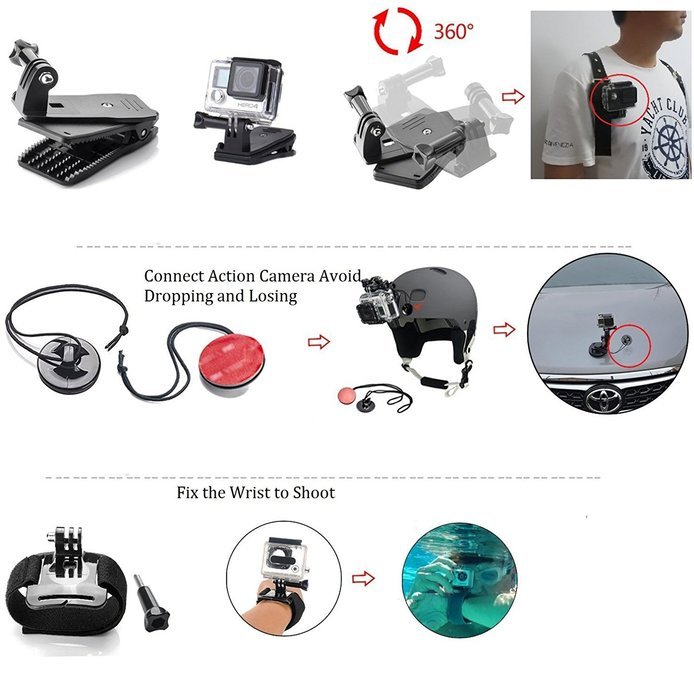 (Promotions Super Discount)Comwinn Sports Accessories Kit for GoPro HERO 4 / 3+ / 3 / 2 / 1 / SJ4000 / SJ5000... N2