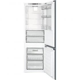 Smeg CB300U 24" Energy Star Fully Integrated Bottom Freezer Refrigerator in 8.4 cu. ft. Capacity Glass Shelves...