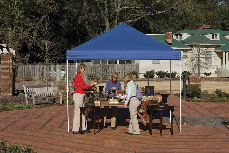 10x10 Straight Leg Pop-up Canopy, American Pride Cover, Black Roller Bag N5
