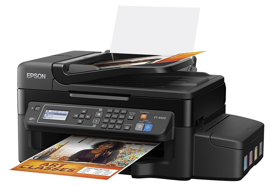 Epson WorkForce ET-4500 EcoTank Wireless Color All-in-One Supertank Printer with Scanner, Copier, Fax, Ethernet... N4