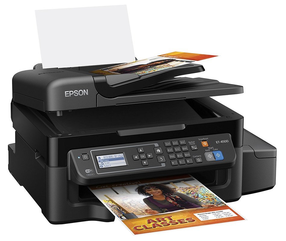 Epson WorkForce ET-4500 EcoTank Wireless Color All-in-One Supertank Printer with Scanner, Copier, Fax, Ethernet... N5