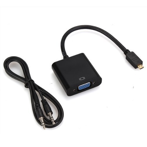 Audio Adapter Cable - TOOGOO(R) Micro HDMI to VGA Adapter Cable Converter with Audio Cable Black N4