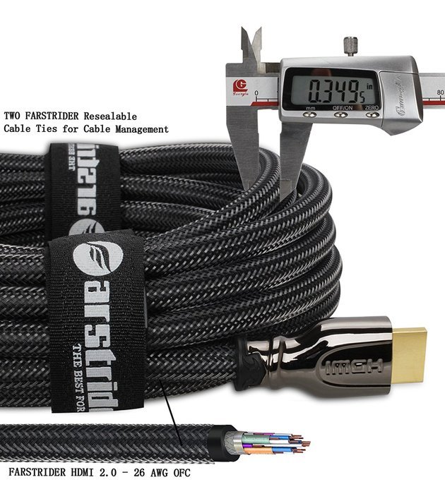 FARSTRIDER&reg; HDMI 2.0 Cable 35 Feet (10.66 Meters) Ultra High Speed, Support 1080P, 4k, 3D, CL3 Rated, Ethernet... N11