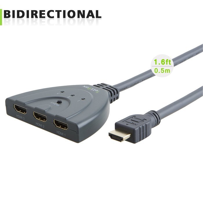 VeLLBox (Version 1.4) HDMI Bidirectional Switcher 2X1 with Pigtail, 2 In 1 Out, 2-port Switcher Pigtail Type,... N16