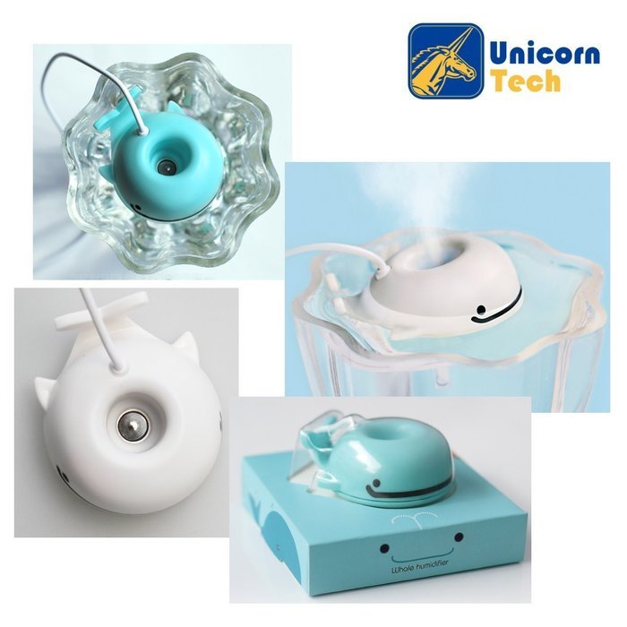 UnicornTech HM-03 Ultra Portable Cool Air Humidifier with USB Cable for Office Home Travel - Cute Whale Shape... N5
