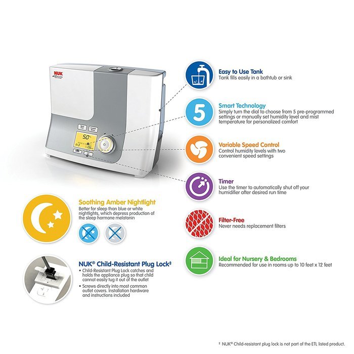 NUK Warm and Cool Mist Ultrasonic Humidifier N2