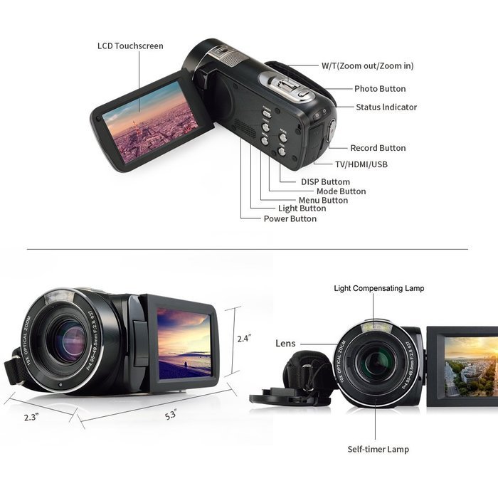 Ordro HDV-Z80 Portable Digital Video Camcorder (1080P Full HD, 10x Optical Zoom, 5.1Megapixels CMOS Sensor) Wireless... N6