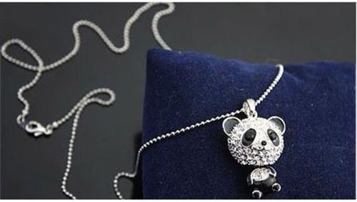 Fashion Women's Delicat Necklace Cute Rhinestone Panda Pendant Necklace Jewelry N3