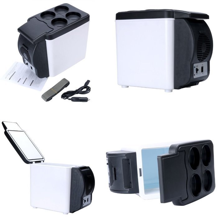 12V Car Small Refrigerator Mini Fridge Cooler/Warmer 6L-White