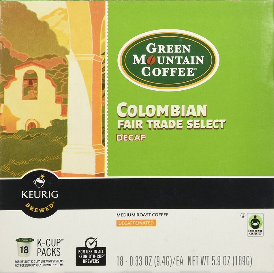 Green Mountain Columbian Fair Trade Select Medium Roast Decaf Coffee Keurig K-Cup, 36 Count N7