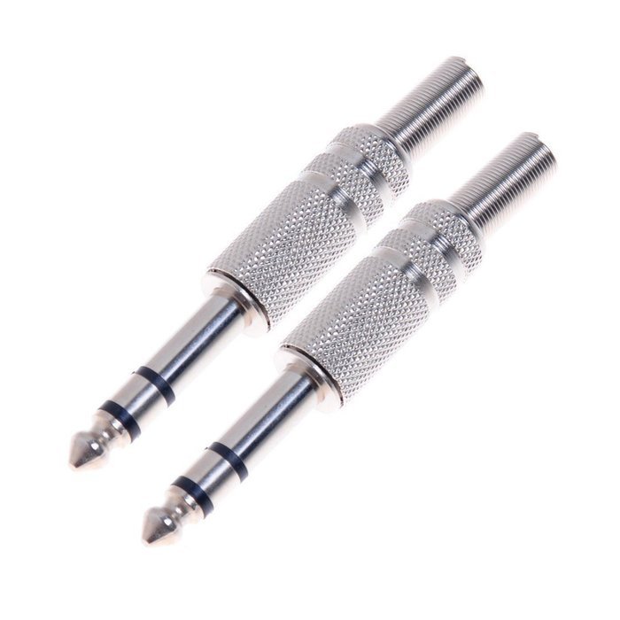 HTTX 1/4" 6.35mm Stereo Male Connector with Spring Strain Relief Plug Coax Audio Mic Solder Adapter (5-PACK) N2