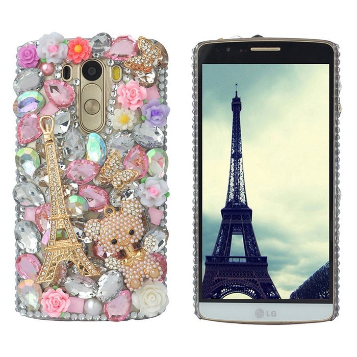 Spritech(TM) Bling Hard Clear Phone Case For LG spirit h440 C70/LG Escape 2/LG Logos,3D Handmade Yellow Silver... N8