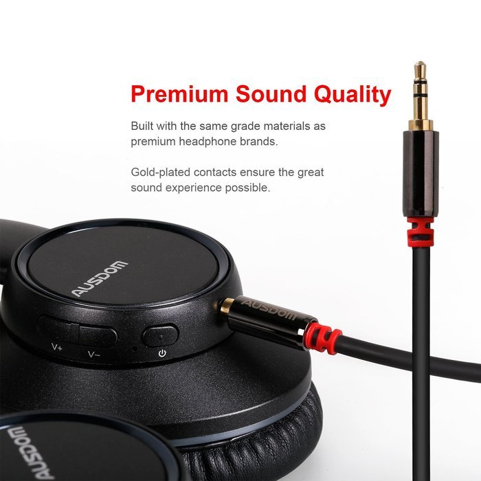 AUSDOM 3.5mm Premium Auxiliary Audio Cable Male to Male for All 3.5mm-Enables Devices,iPhones,iPads,iPods,Car... N2