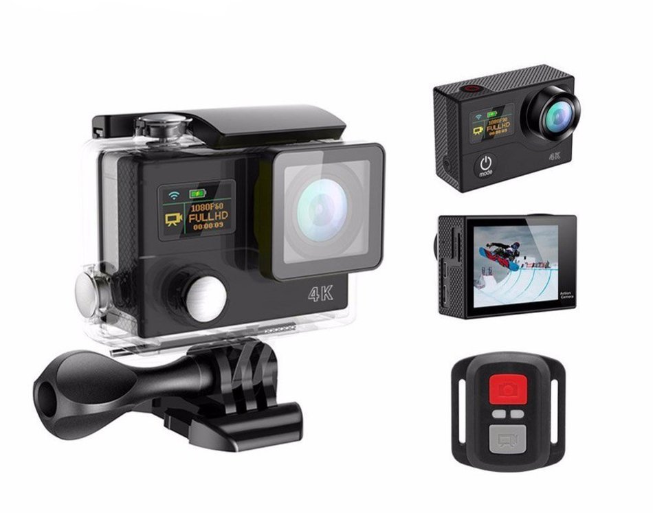 Original Sport camera H3R Remote Control Ultra 4K HD 2.0" Dual Screen Action Camera Waterproof 30m 170D Lens Camera N4