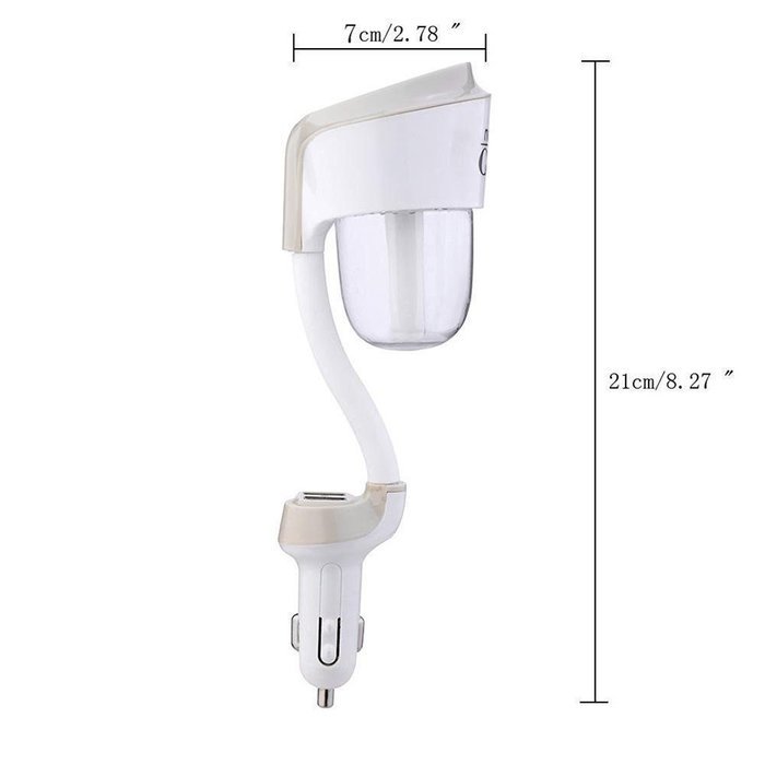 Happy-top Portable Mini 50ml Travel Ultrasonic Cool Mist Aroma Car Air Humidifier with Dual USB Charger Port,... N8