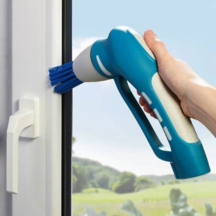 Metapo Power Scrubber PS200 with 2 Rechargeable Batteries, 4 Brushes and 1 Scouring Pad. Great for Bathroom, Shower... N8