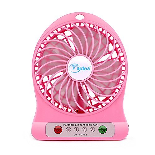 YL-VV@ Taidea UF-TDF02 Mini Portable Mute USB 18650 Rechargeable Battery Fan PC USB Cooler Table Fan with LED... N7