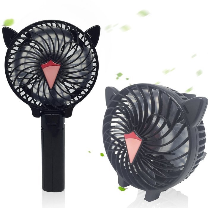 Portable USB Mini Fans with Umbrella Hanging and Metal Clip (Black) N12
