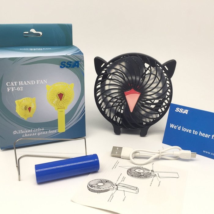 Portable USB Mini Fans with Umbrella Hanging and Metal Clip (Black) N15