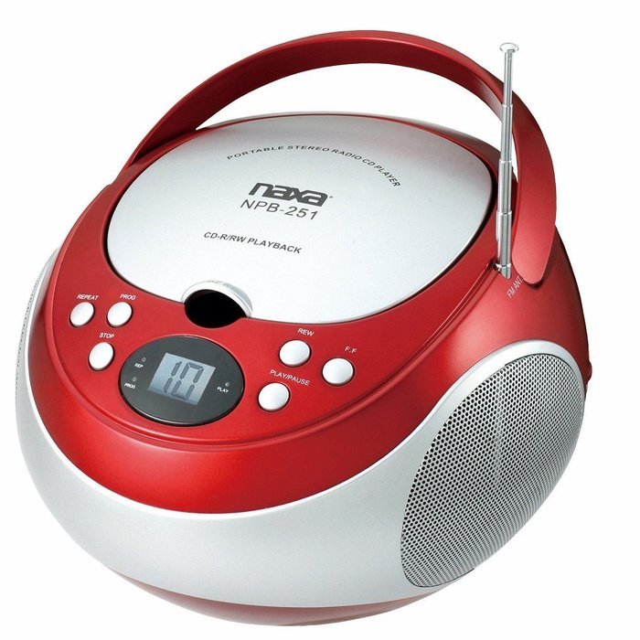 Naxa Portable CD Player with AM/FM Stereo Radio- Red