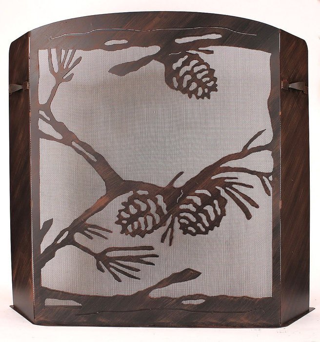 Small Iron Pine Cone Scene Fire Place Screen