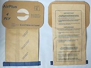 Electrolux Canister Tank Style C Vacuum Bags,(8 Bags & 2 After Filters)