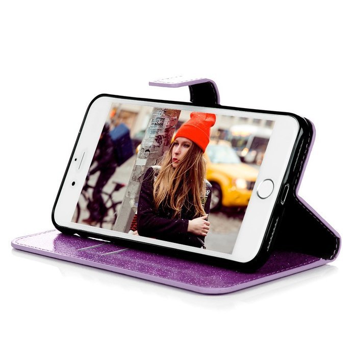 Badalink iPhone 7 Plus Wallet Case (5.5") Stand Flip Case Shiny Glitter PU Leather Case Shockproof Soft TPU Inner... N22
