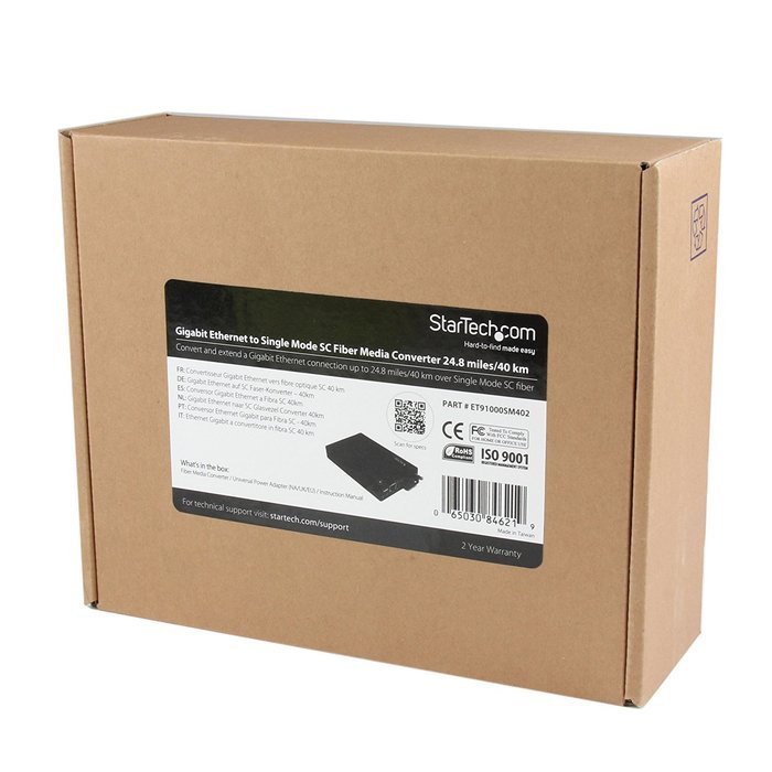 StarTech.com 1000 Mbps Gigabit Ethernet Multi Mode Fiber Media Converter with SC 550m (ET91000SC2) N16