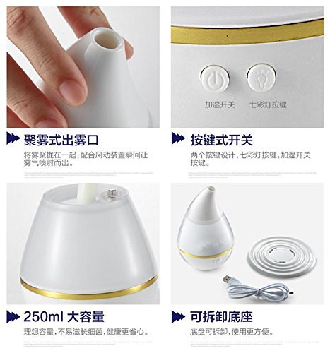 USB Powered, Mini Ultrasonic Humidifiers Cool Mist Humidifiers for Home Office Babyroom, 7 Colors Changing, USB...