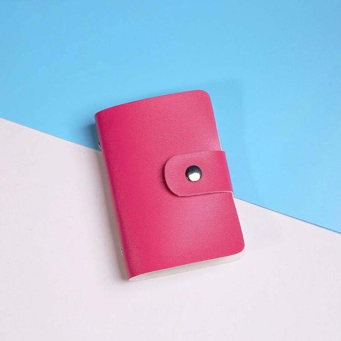 AutumnFall Fashion Leather Credit Card Holder Case Card Holder Wallet Business Card (Hot Pink) N16