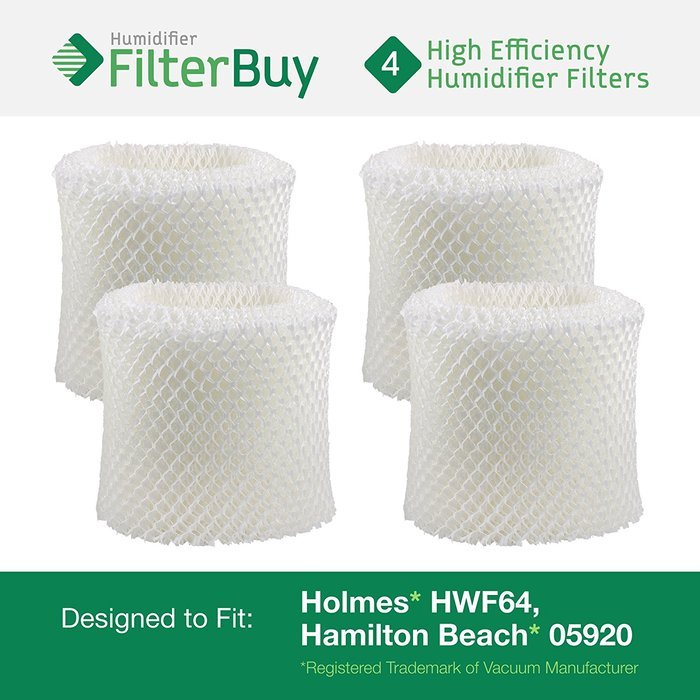 4 - HWF64 Holmes, Sunbeam & Bionaire Humidifier Wick Filters. Fit units requiring filter "B". Designed by FilterBuy...