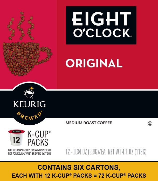 Eight O'Clock Coffee The Original, Keurig K-Cups, 12 Count, (Pack of 6) N16