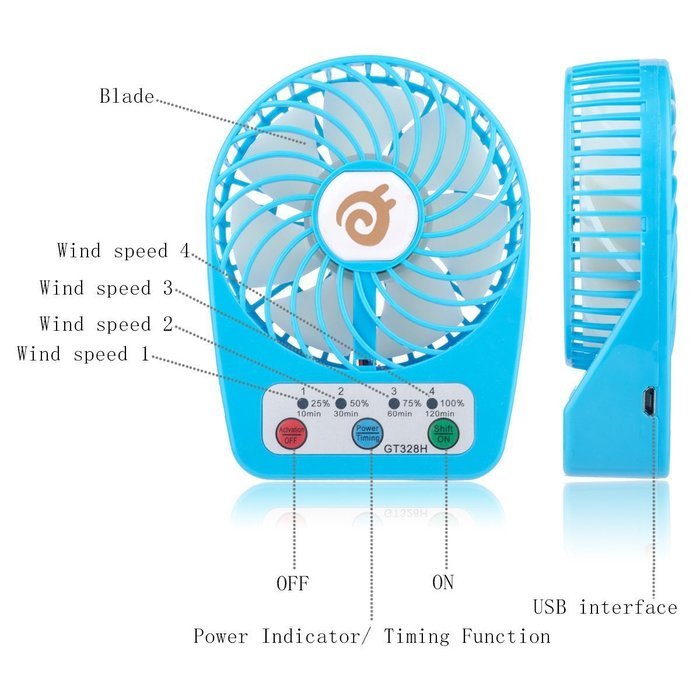 D-FantiX 3-inch Mini Portable Fan 4 Speeds Rechargeable USB Desktop Fan Personal Fan Small Handheld Fan Battery... N7