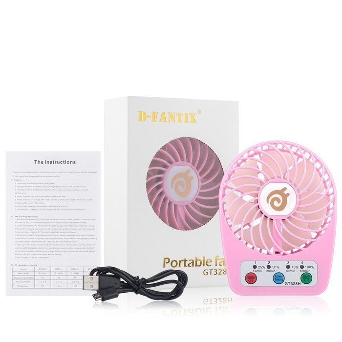 D-FantiX 3-inch Mini Portable Fan 4 Speeds Rechargeable USB Desktop Fan Personal Fan Small Handheld Fan Battery... N9