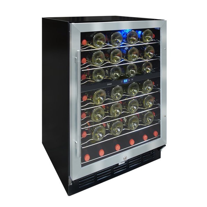 Vinotemp 58-Bottle Wine Cooler with Interior Display, Stainless/Black N3