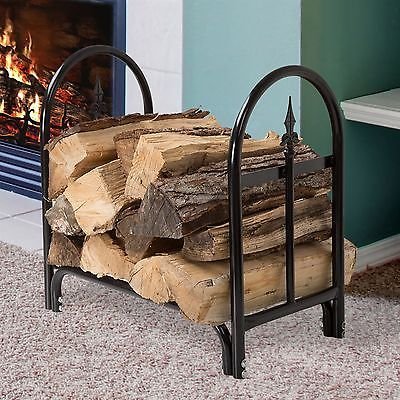 Firewood Log Bin Wood Storage Holder Fireplace Kindling Stand 23 x 14 In Metal N2
